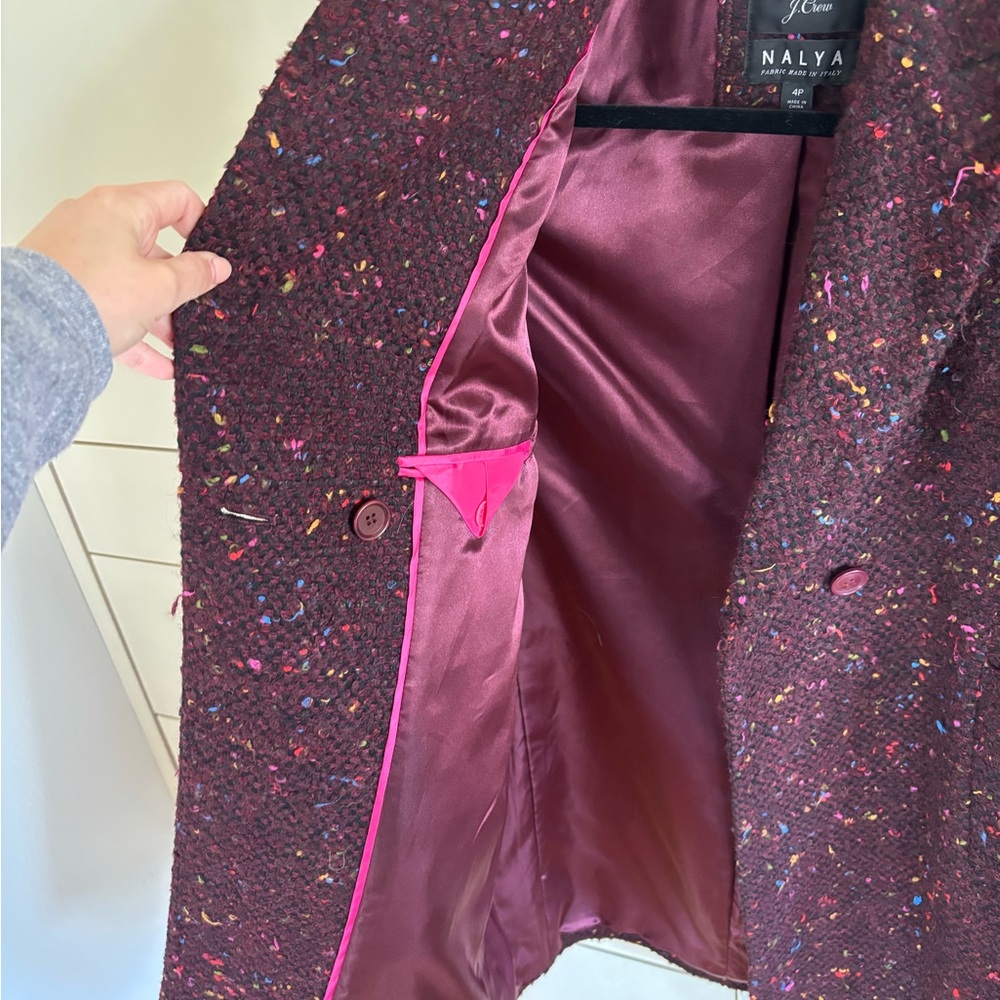 J. Crew Daphne topcoat in burgundy multicolor tweed - Picture 6 of 8